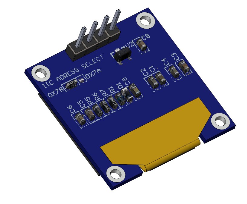 0.96英寸64x128单色I2C OLED屏幕
