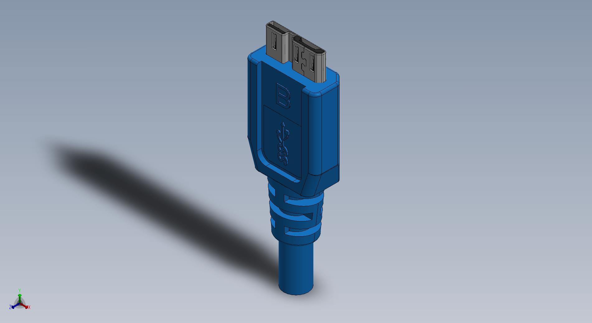 USB 3.0微型B插头三维模型